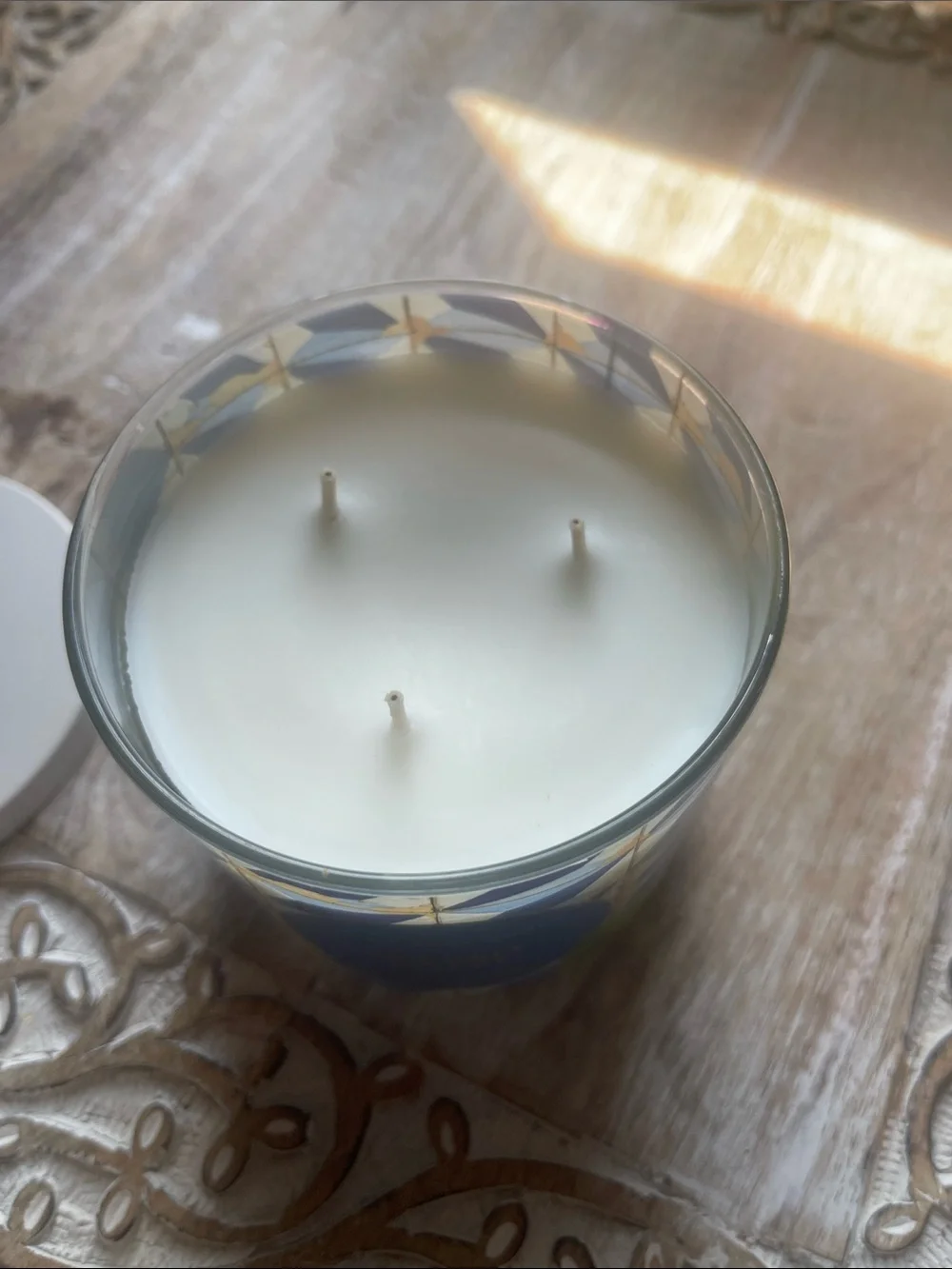 Bath & Body Works Sea Salt Coast 3-Wick Candle - Blue & Gold
